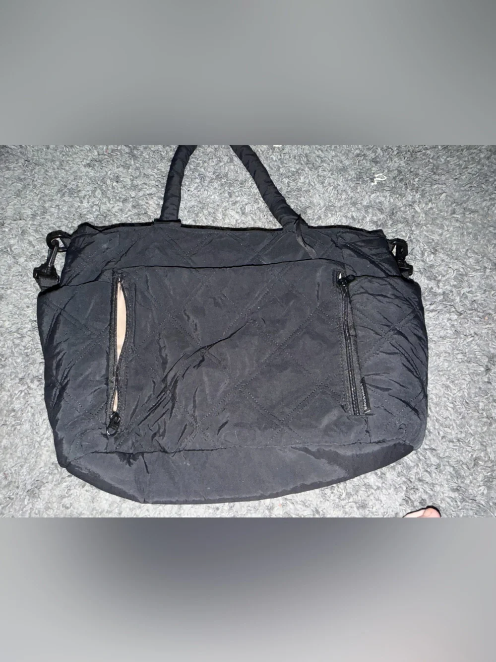 Black Quilted Women's Laptop Tote Bag - Lightweight Work Tote